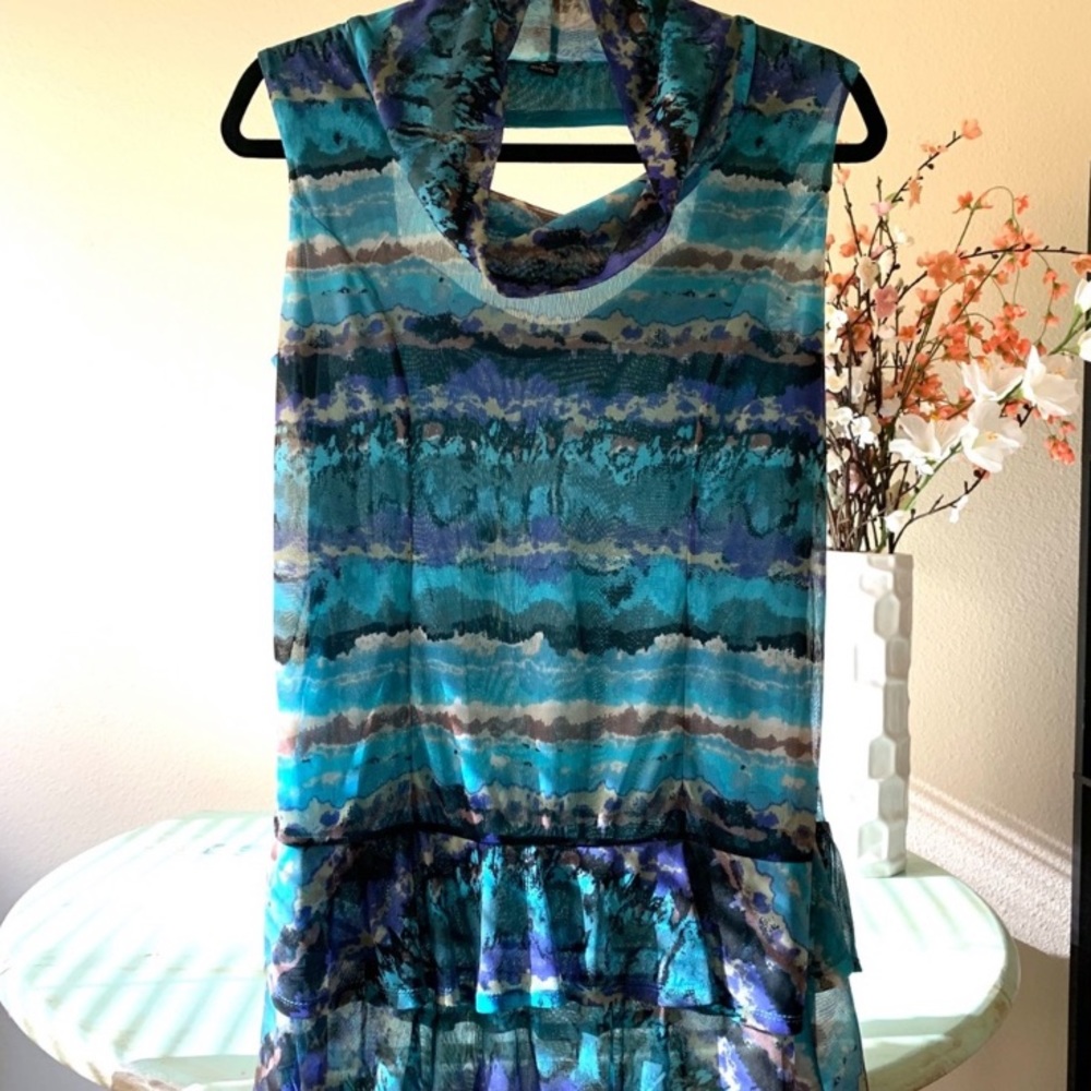Tribal Sleeveless Ruffle Blouse/Tunic Medium